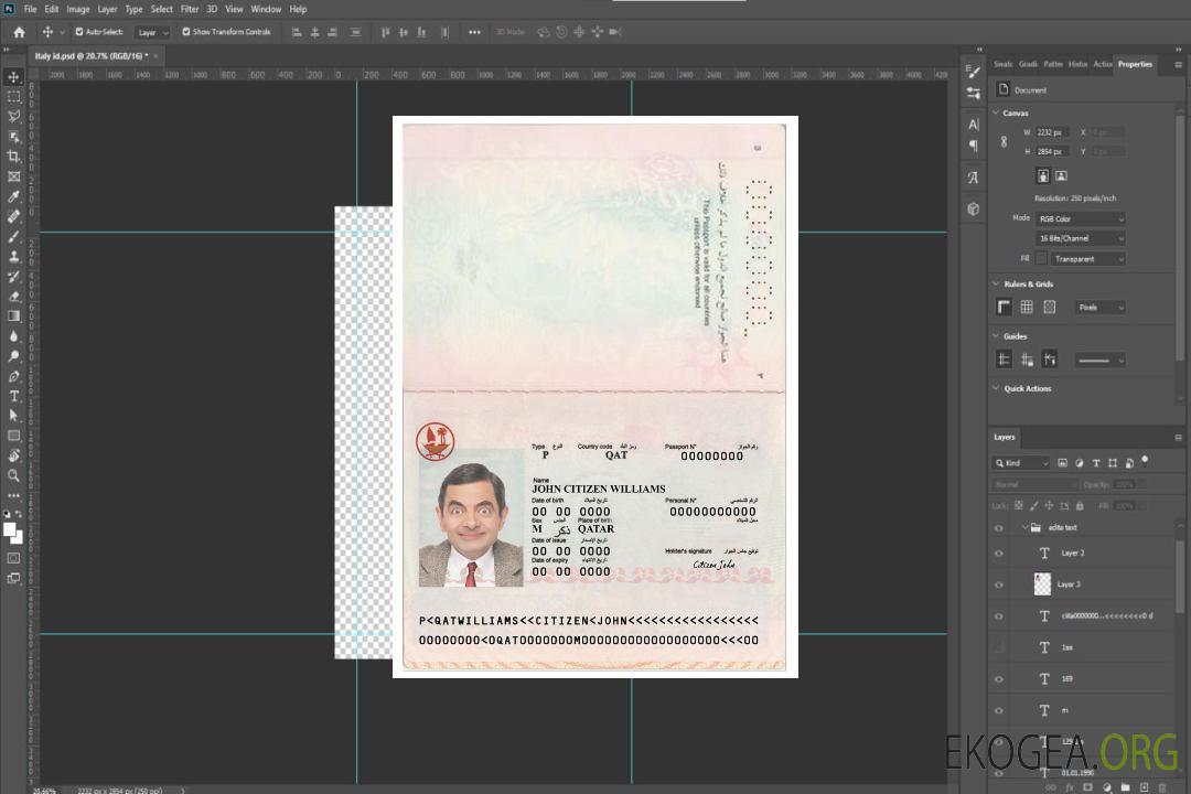 Passeport Qatarien template Passeport Qatarien template